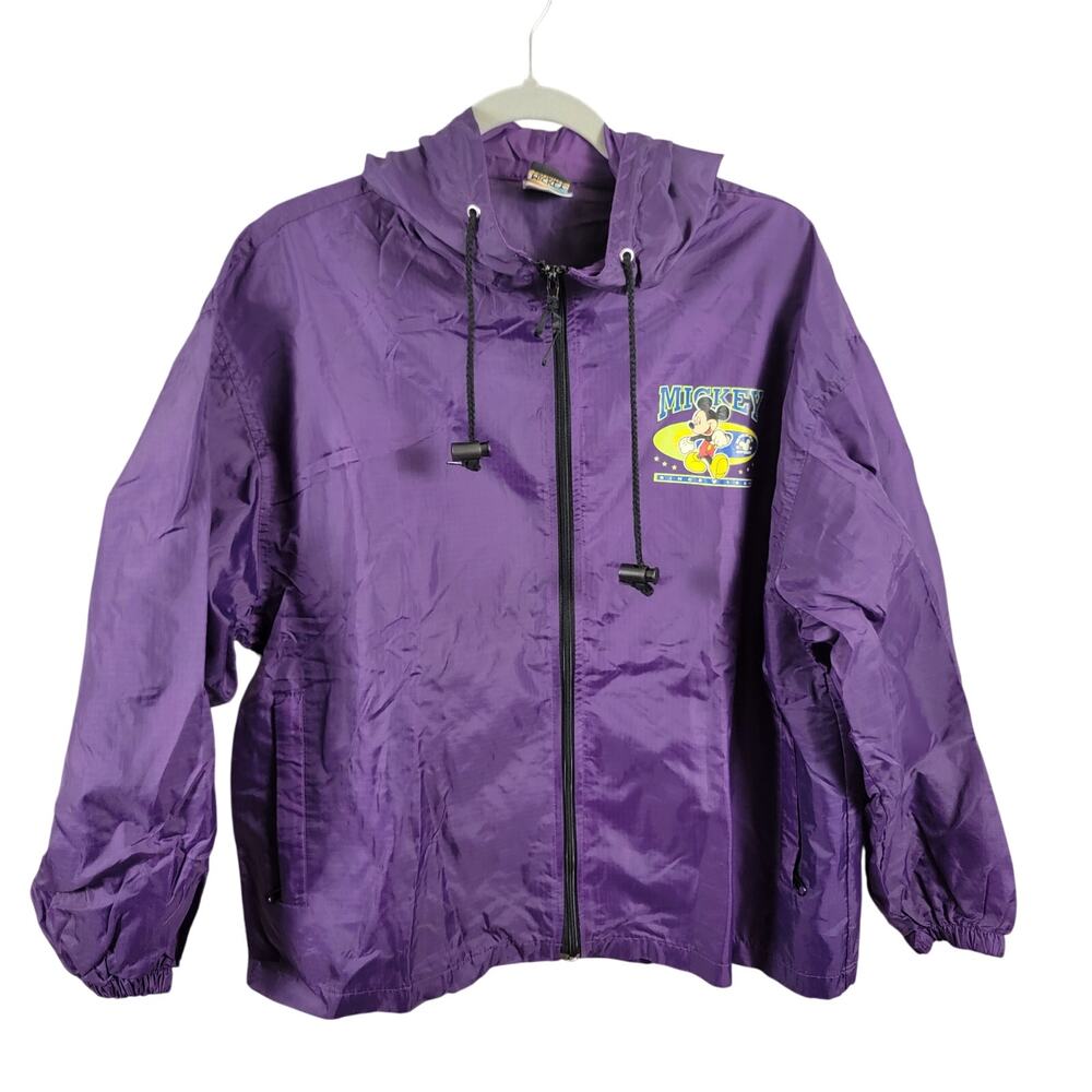 Mickey Mouse Purple Windbreaker Zip Up Hoodie Sz M (251)